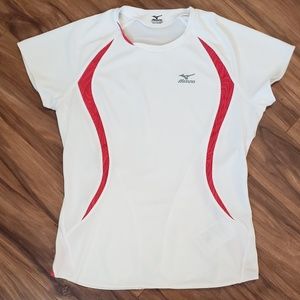 Mizuno quick dry athletic tee. White and red